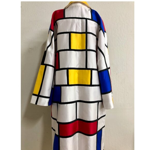 Inspired by Piet Mondrian Silk Duster Coat - Picture 6 of 6
